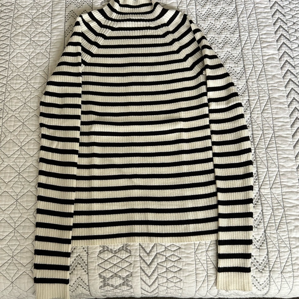 New no tag Nine West Black and Cream Striped Sweater